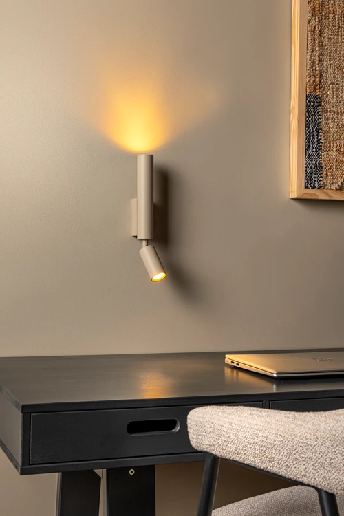 Lucide OTIMO - Wandspot / Wandlamp - 2xGU10 - Taupe | Essential - sfeer 1